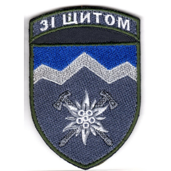 Шеврон 10 ОГШБр "Зі щитом" сірий